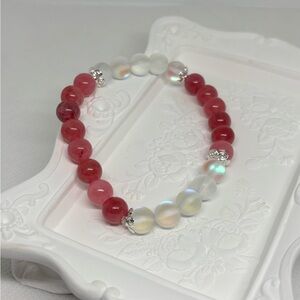 Strawberry Quartz and Aura Crystal One Love Bracelet